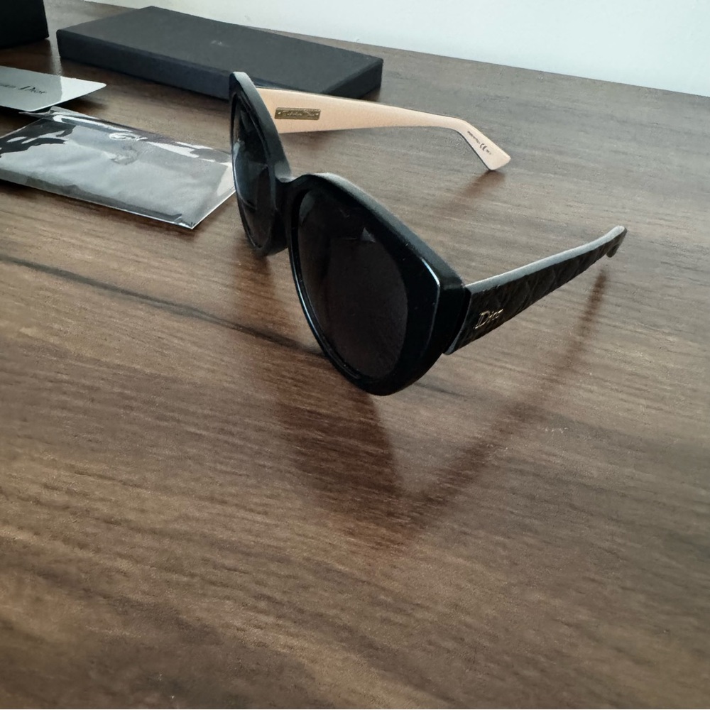 Authentic Christian Dior Lady Dior Black Cat Eye Sunglasses - Picture 2 of 7
